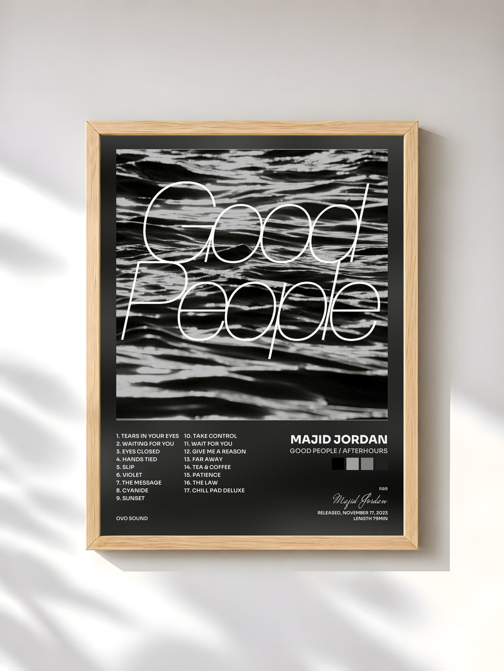 #bois Tableau de l'album Good People / Afterhours de Majid Jordan, cadre en bois brut, imprimé et encadré en France