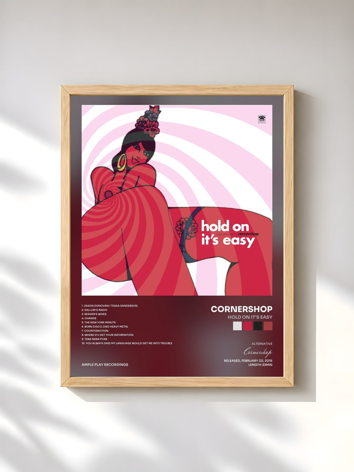 #bois Tableau de l'album Hold on It's Easy de Cornershop, cadre en bois brut, imprimé et encadré en France