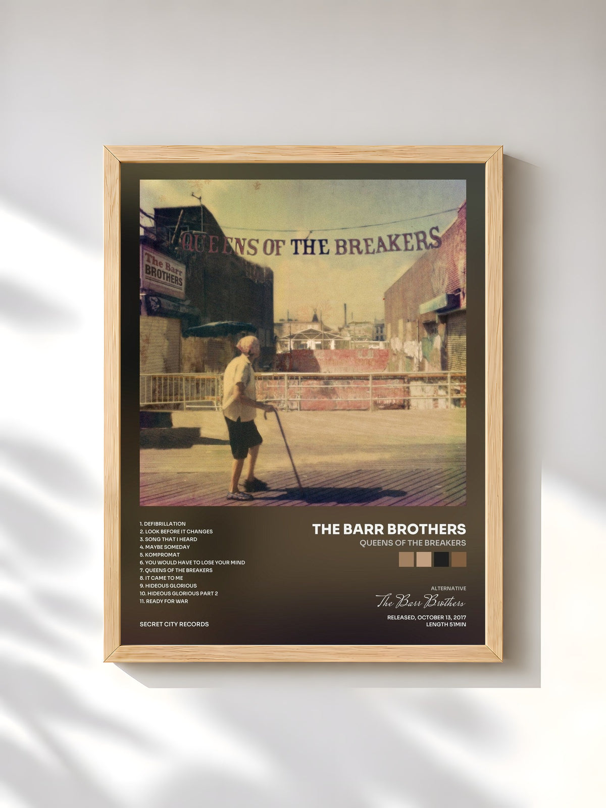 #bois Tableau de l'album Queens of the Breakers de The Barr Brothers, cadre en bois brut, imprimé et encadré en France