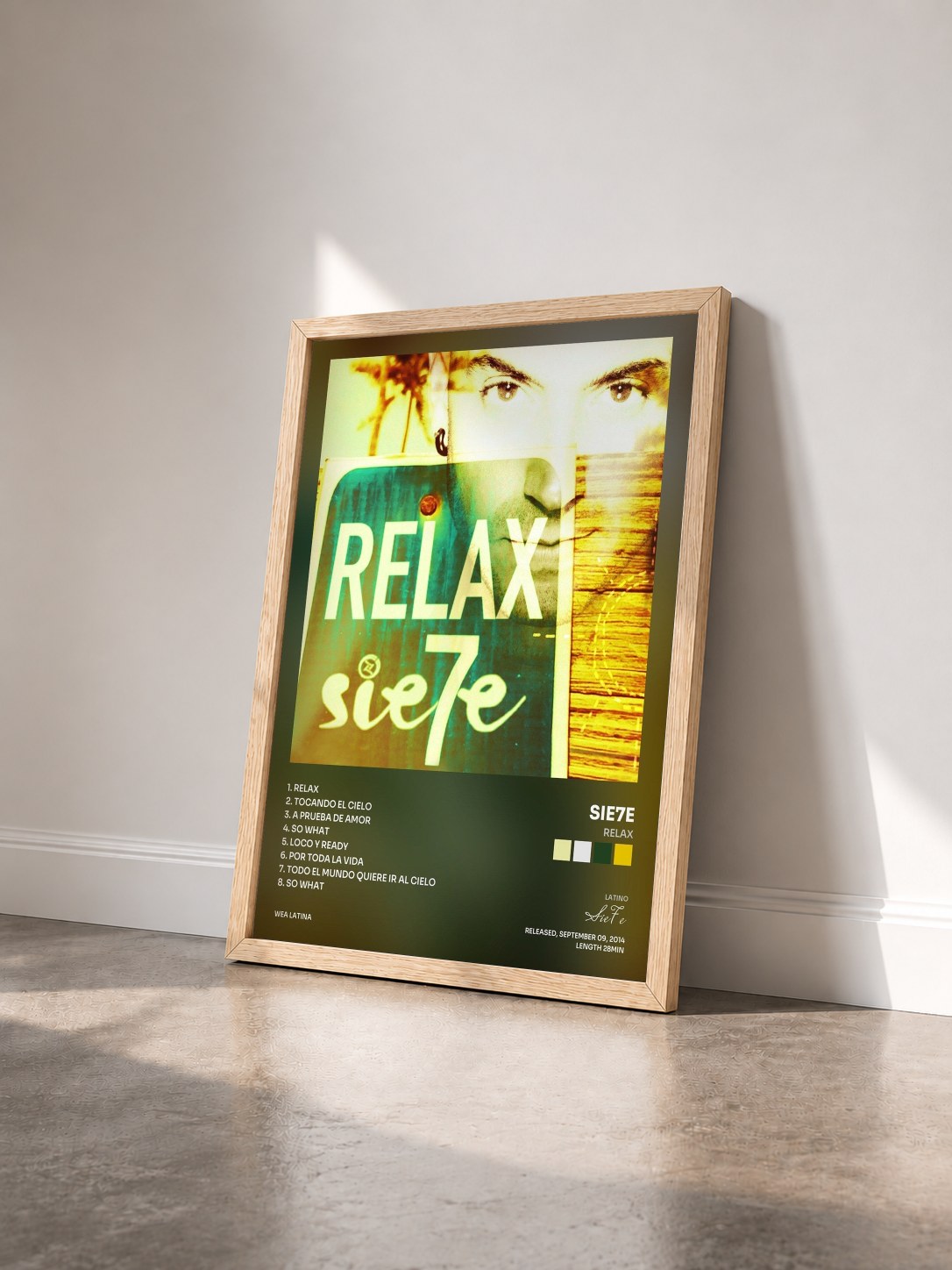 #bois Tableau de l'album Relax de Sie7e vu de trois quarts, cadre en bois brut