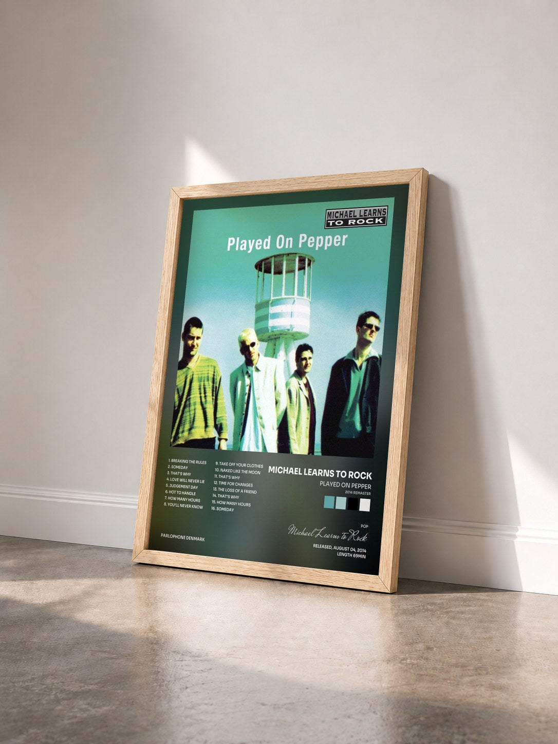 #bois Tableau de l'album Played on Pepper (2014 Remaster) de Michael Learns to Rock vu de trois quarts, cadre en bois brut