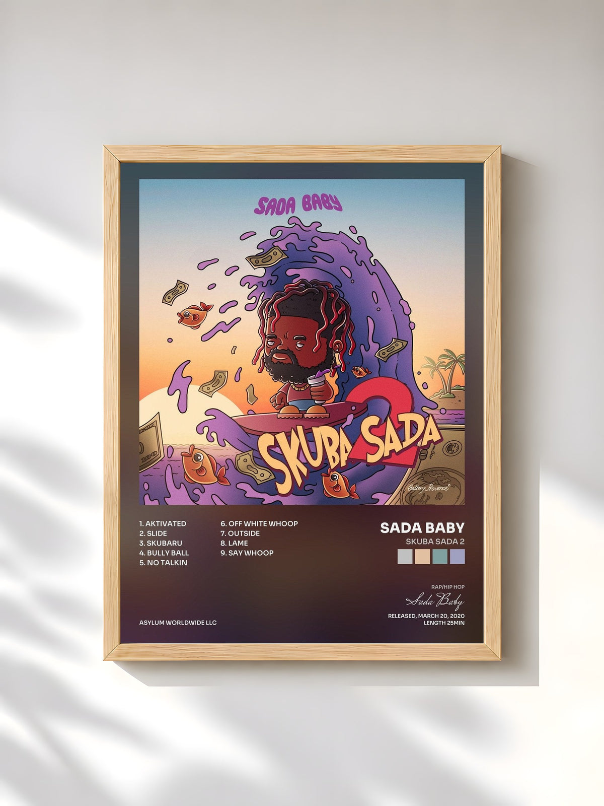 #bois Tableau de l'album Skuba Sada 2 de Sada Baby, cadre en bois brut, imprimé et encadré en France