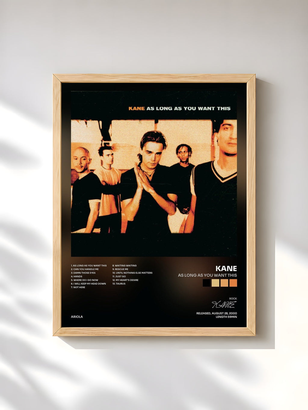 #bois Tableau de l'album As Long As You Want This de KANE, cadre en bois brut, imprimé et encadré en France