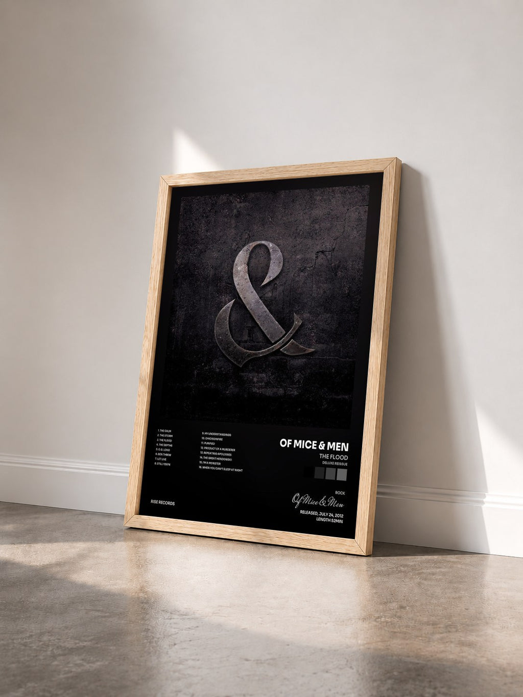 #bois Tableau de l'album The Flood (Deluxe Reissue) de Of Mice & Men vu de trois quarts, cadre en bois brut