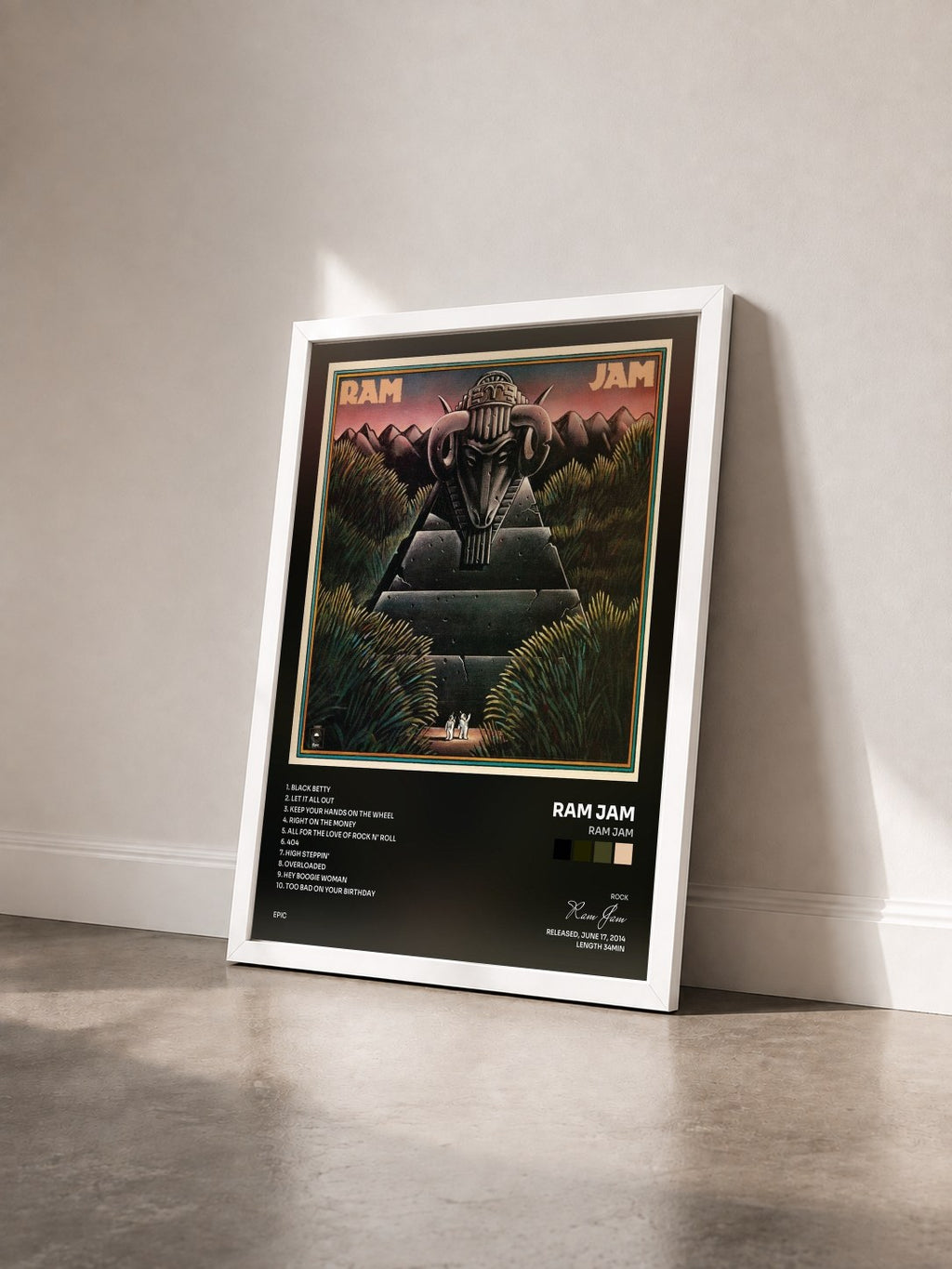 #blanc Tableau de l'album Ram Jam de Ram Jam vu de trois quarts, cadre blanc