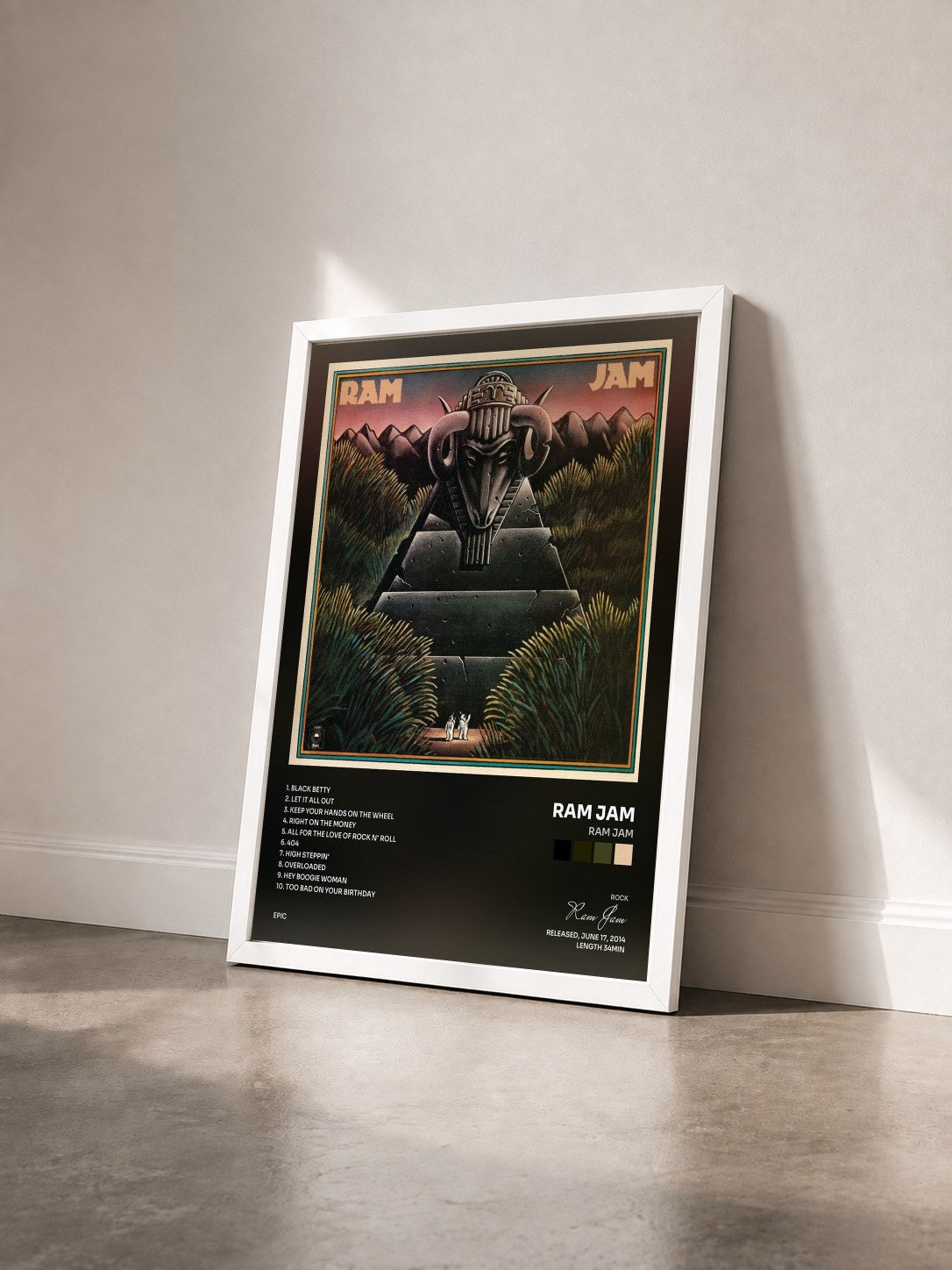 #blanc Tableau de l'album Ram Jam de Ram Jam vu de trois quarts, cadre blanc