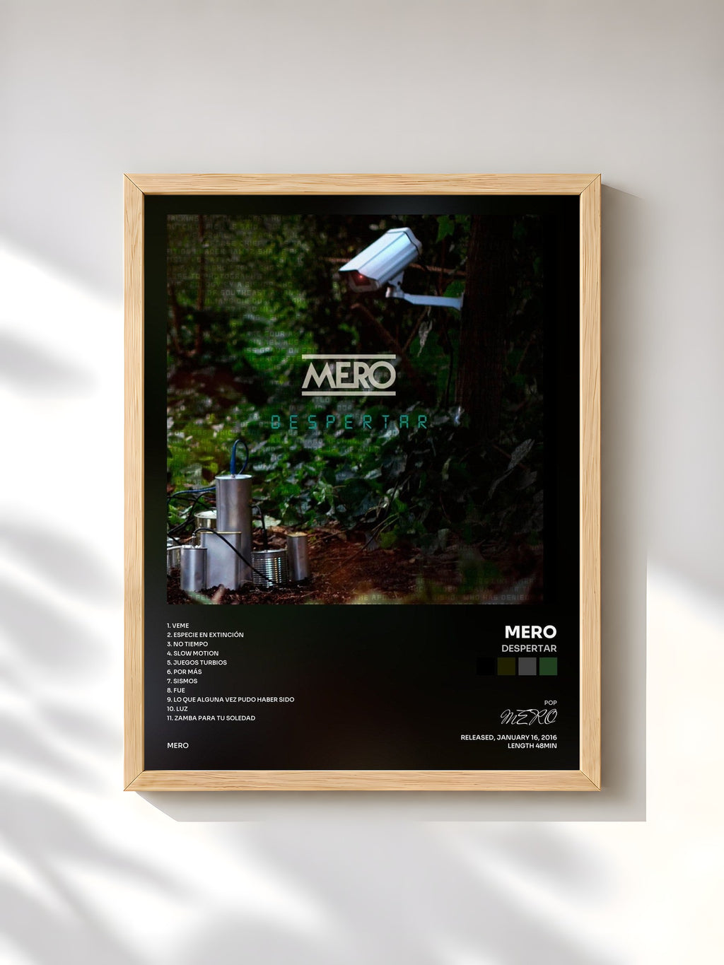 #bois Tableau de l'album Despertar de MERO, cadre en bois brut, imprimé et encadré en France