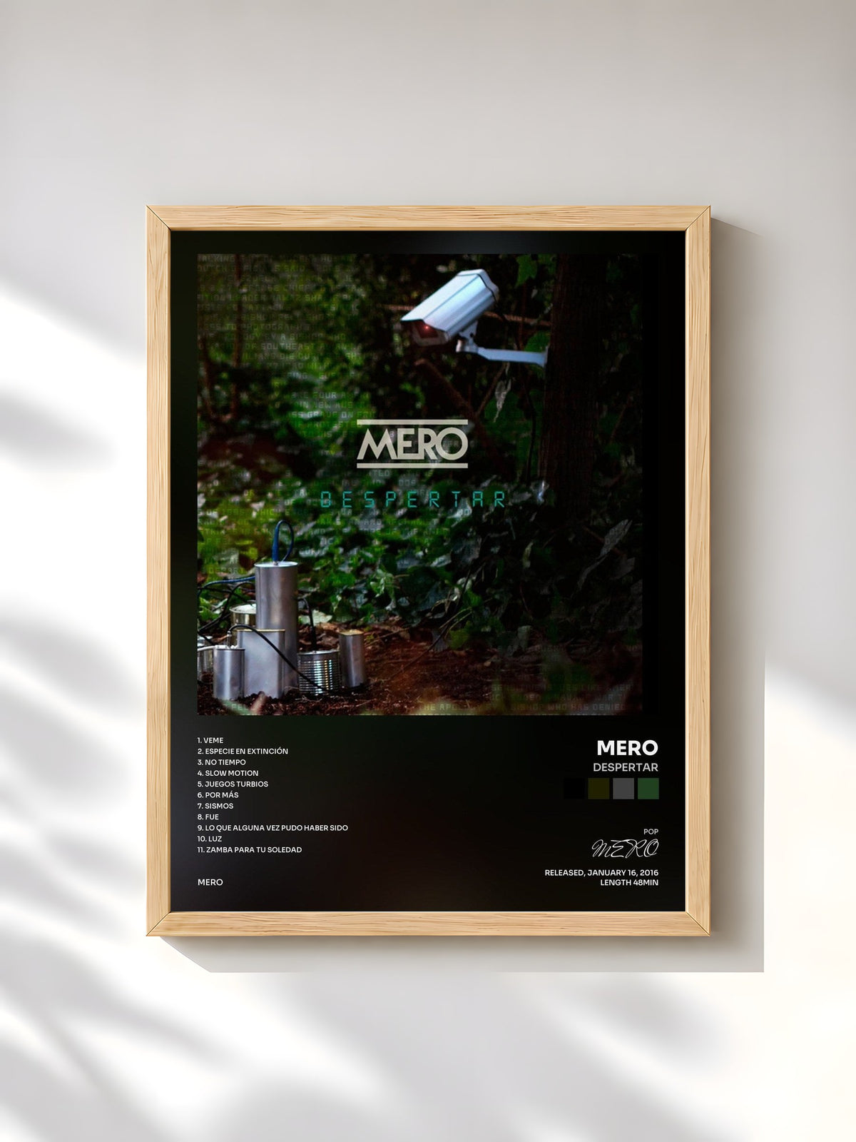 #bois Tableau de l'album Despertar de MERO, cadre en bois brut, imprimé et encadré en France