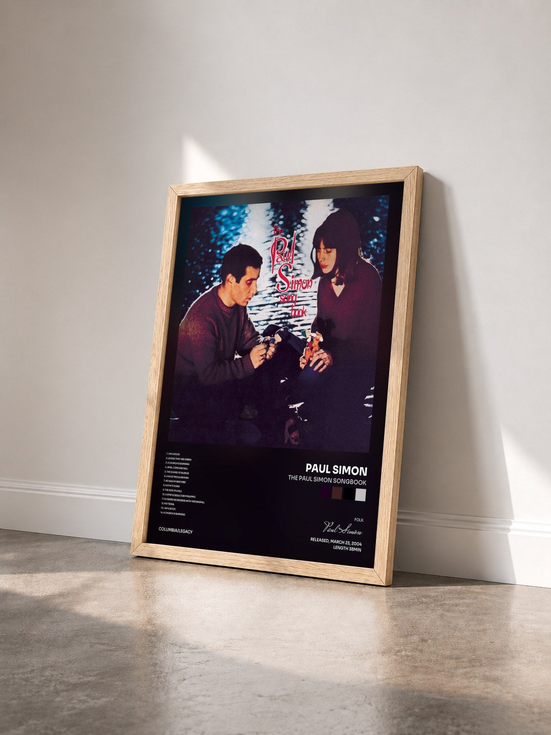 #bois Tableau de l'album The Paul Simon Songbook de Paul Simon vu de trois quarts, cadre en bois brut