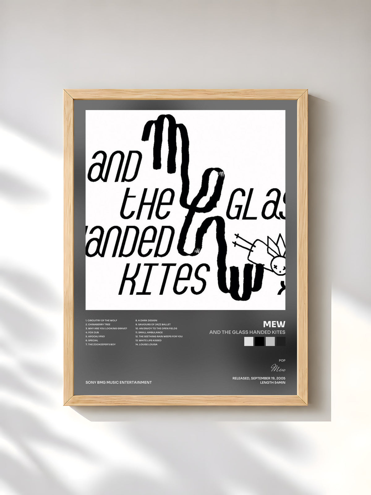 #bois Tableau de l'album And The Glass Handed Kites de Mew, cadre en bois brut, imprimé et encadré en France