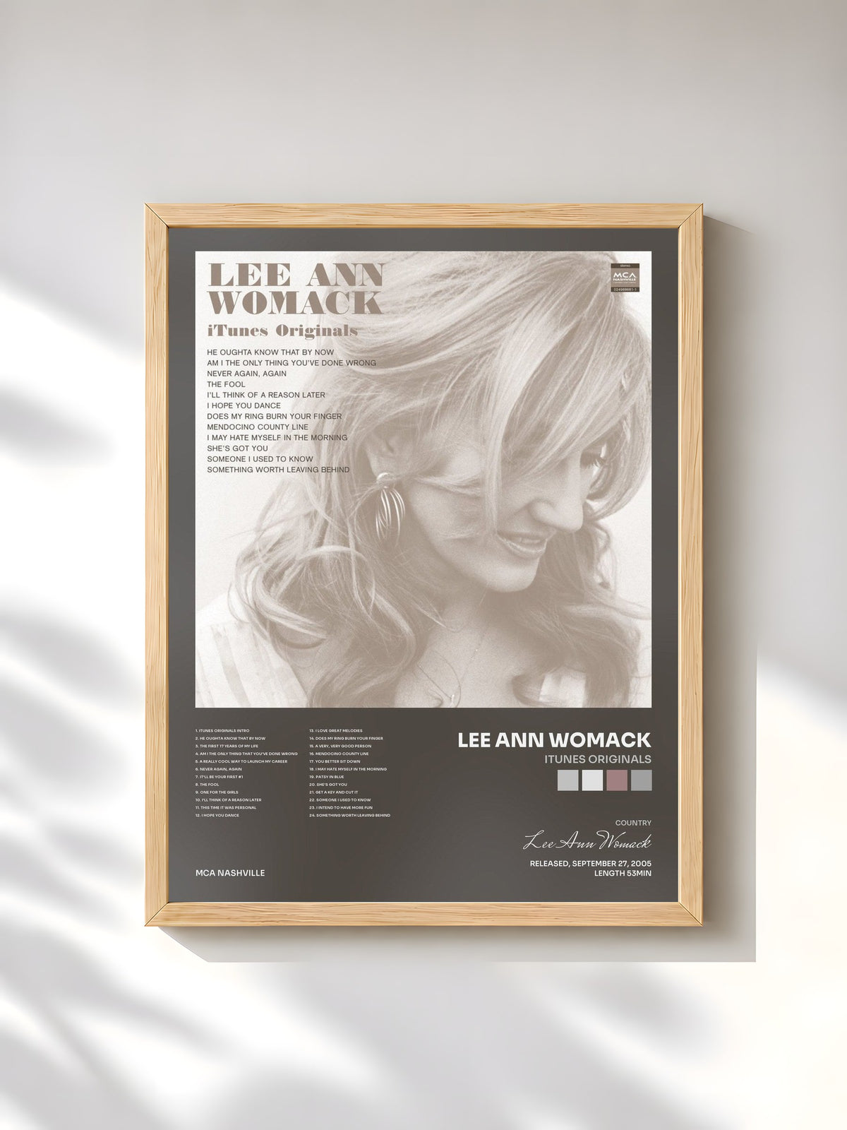 #bois Tableau de l'album iTunes Originals de Lee Ann Womack, cadre en bois brut, imprimé et encadré en France