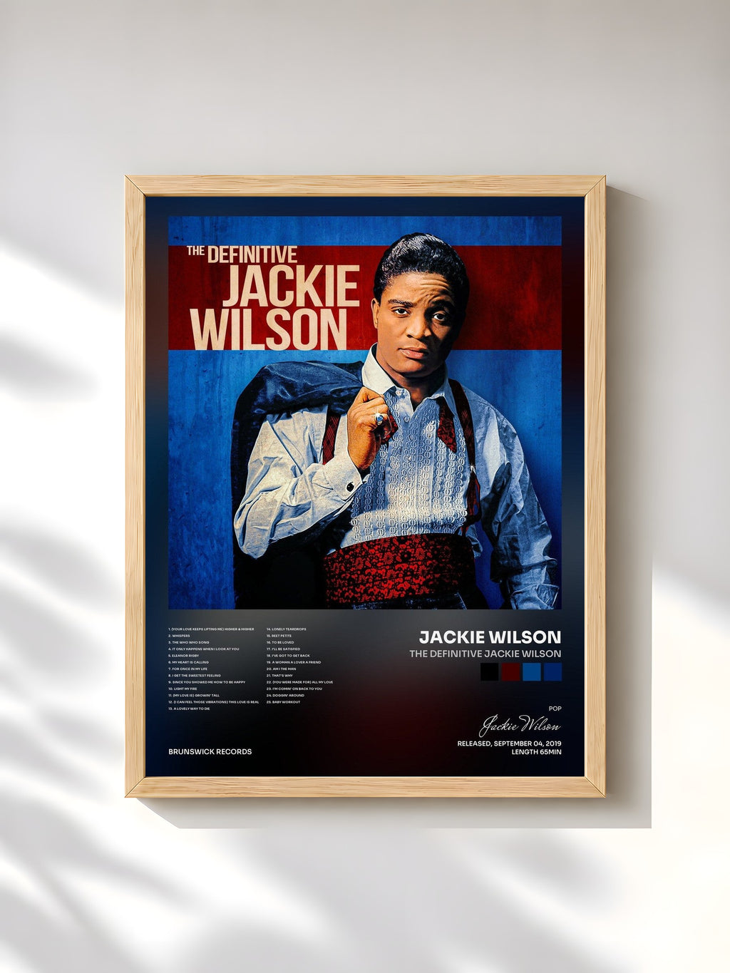 #bois Tableau de l'album The Definitive Jackie Wilson de Jackie Wilson, cadre en bois brut, imprimé et encadré en France