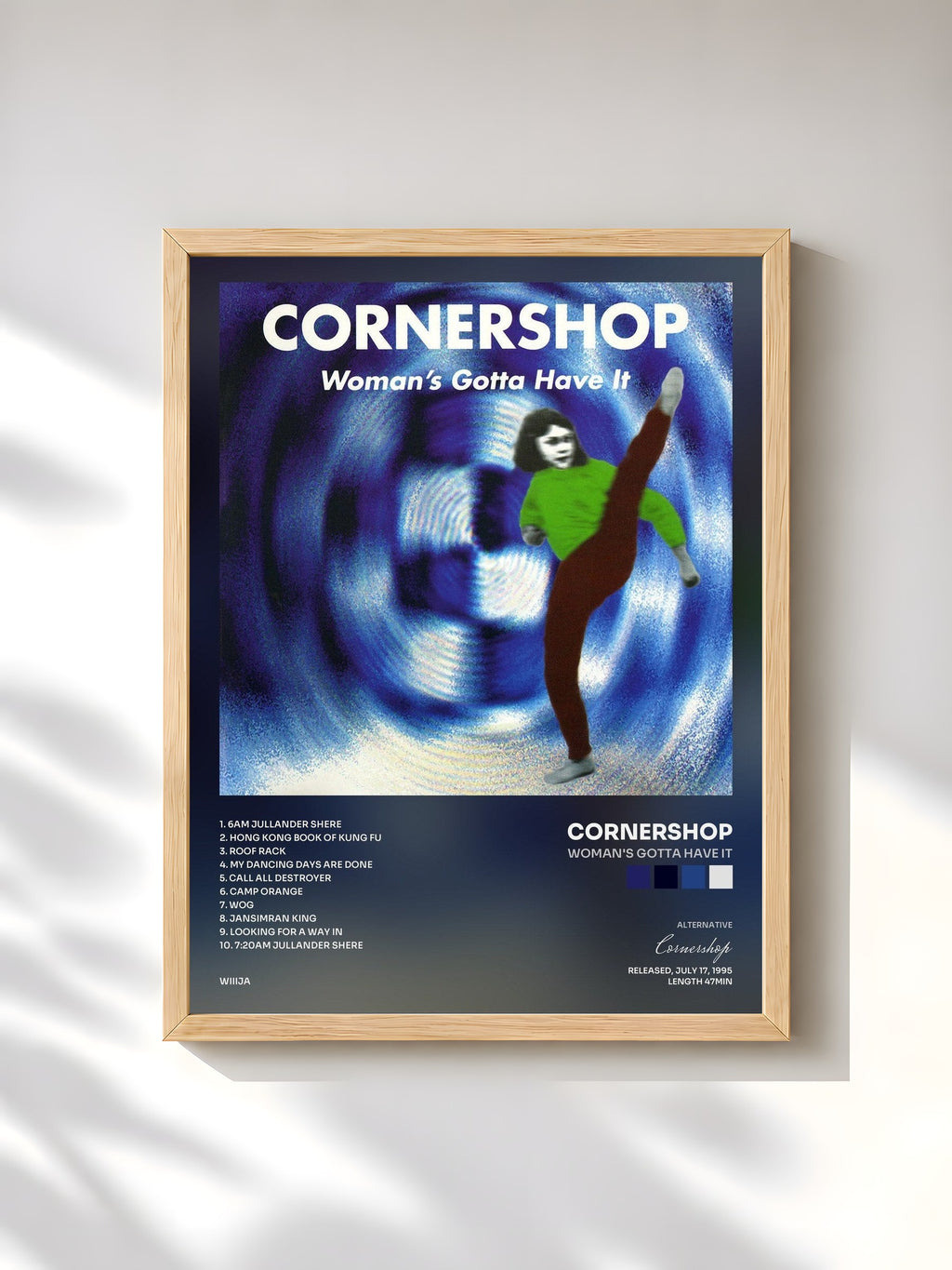 #bois Tableau de l'album Woman's Gotta Have It de Cornershop, cadre en bois brut, imprimé et encadré en France