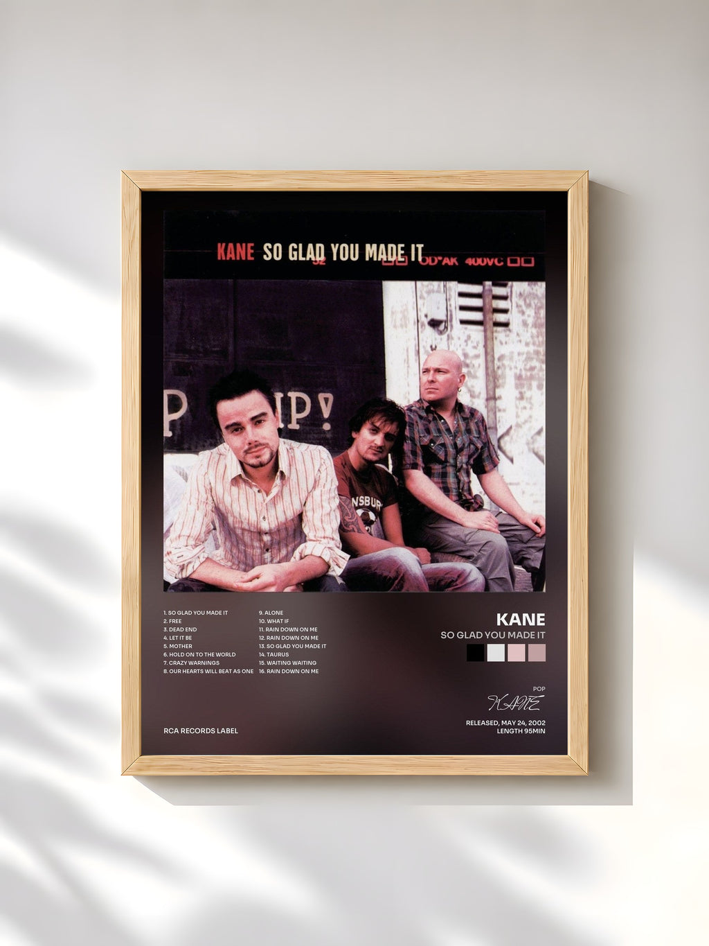 #bois Tableau de l'album So Glad You Made It de KANE, cadre en bois brut, imprimé et encadré en France