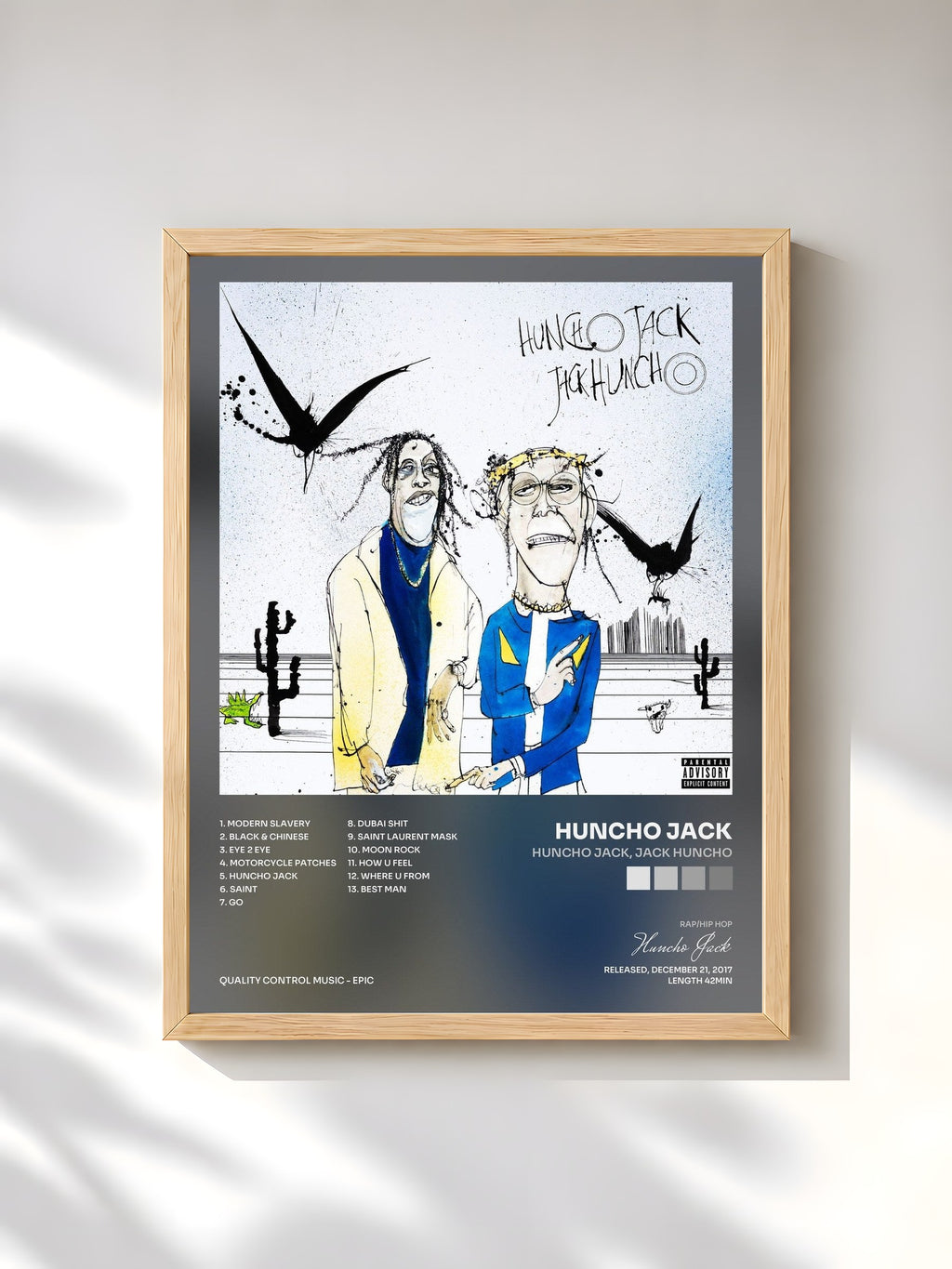 #bois Tableau de l'album Huncho Jack, Jack Huncho de Huncho Jack, cadre en bois brut, imprimé et encadré en France