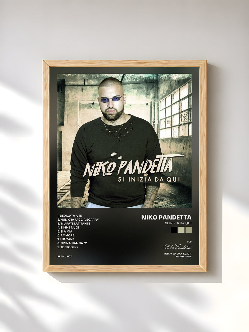 #bois Tableau de l'album Si inizia da qui de Niko Pandetta, cadre en bois brut, imprimé et encadré en France