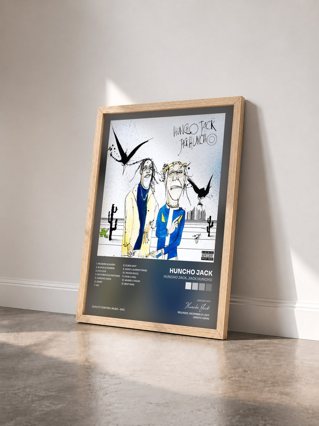 #bois Tableau de l'album Huncho Jack, Jack Huncho de Huncho Jack vu de trois quarts, cadre en bois brut