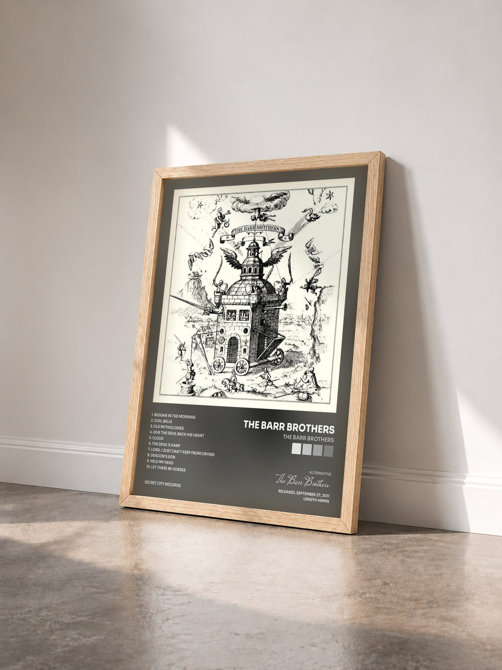 #bois Tableau de l'album The Barr Brothers de The Barr Brothers vu de trois quarts, cadre en bois brut