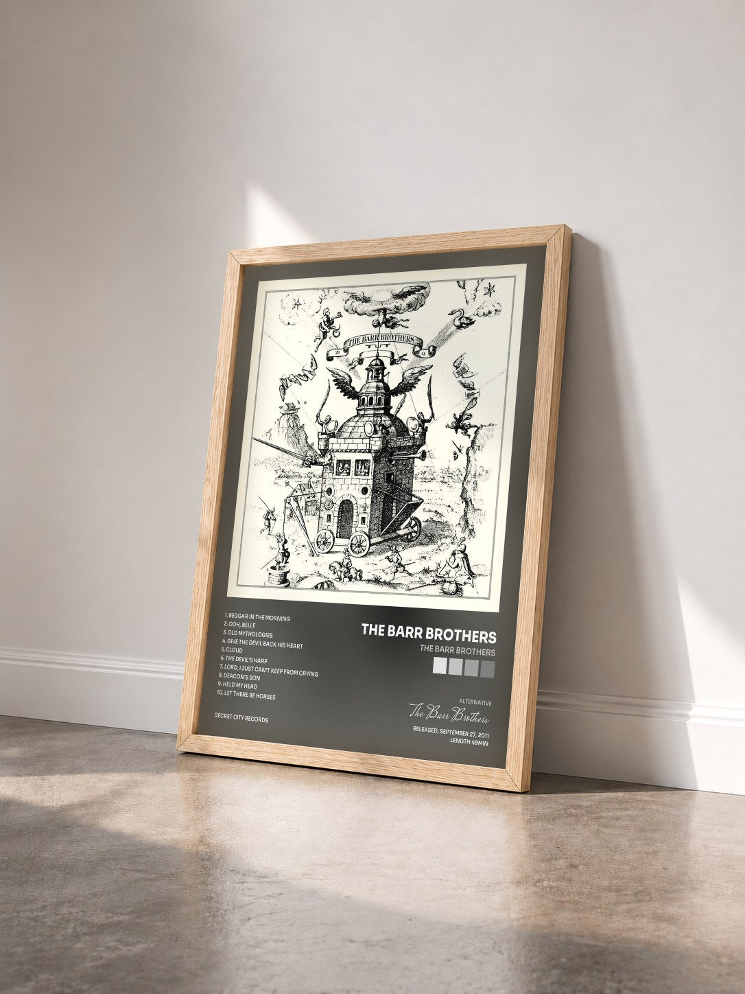 #bois Tableau de l'album The Barr Brothers de The Barr Brothers vu de trois quarts, cadre en bois brut