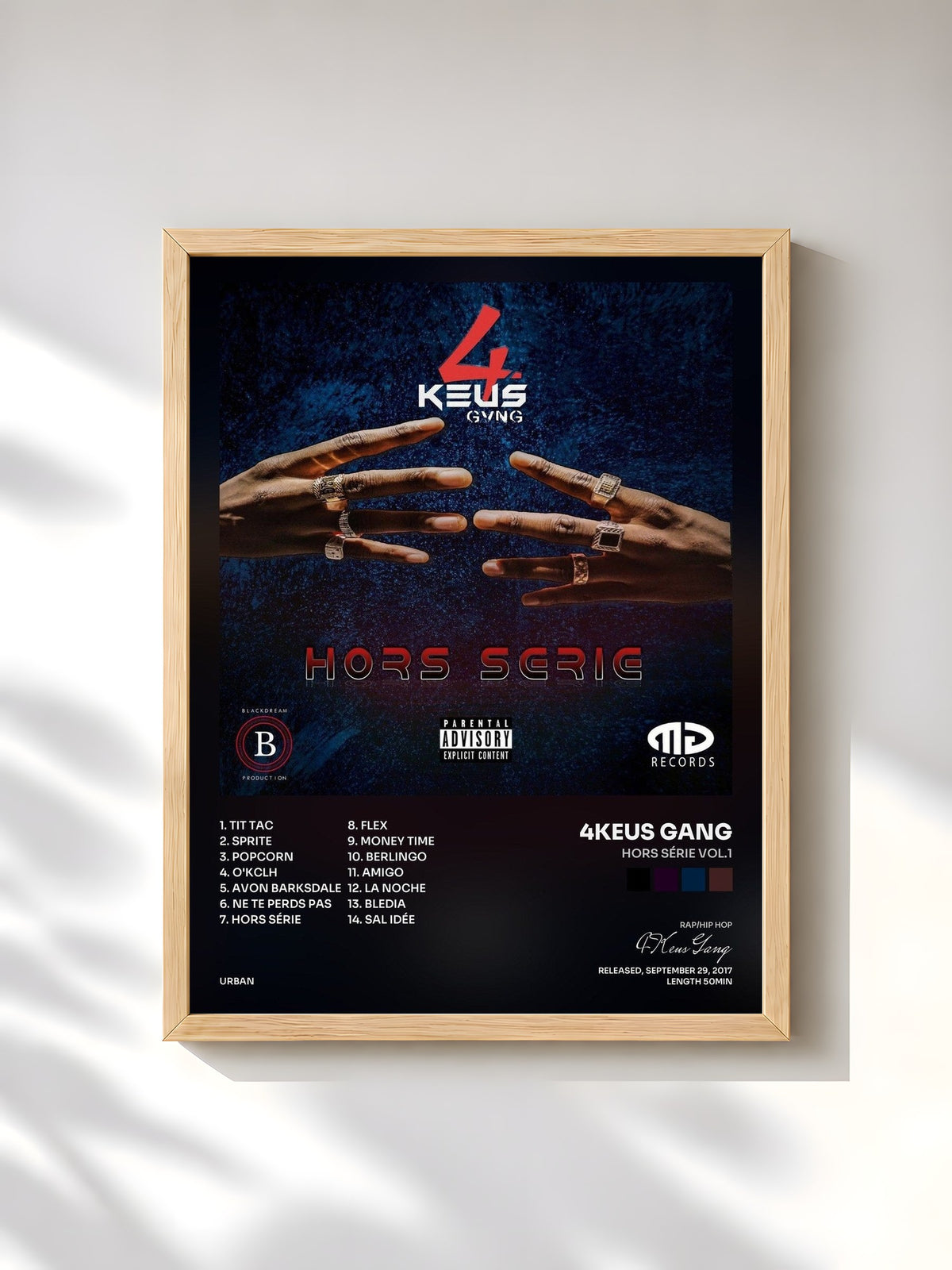 #bois Tableau de l'album Hors série vol.1 de 4Keus Gang, cadre en bois brut, imprimé et encadré en France