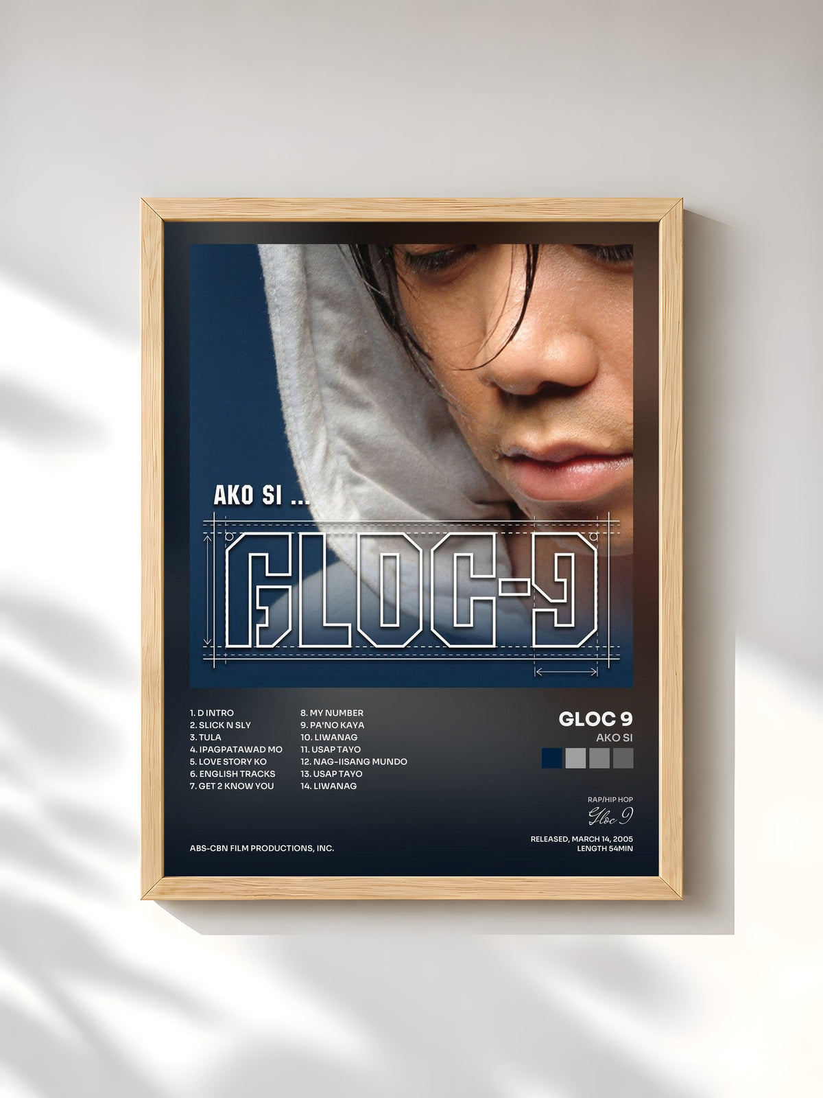 #bois Tableau de l'album Ako Si de Gloc 9, cadre en bois brut, imprimé et encadré en France