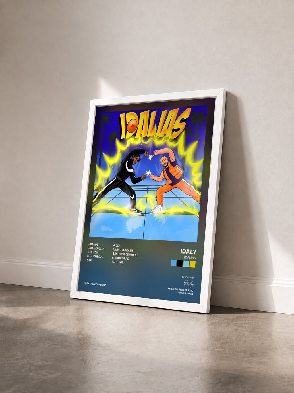 #blanc Tableau de l'album IDALIAS de Idaly vu de trois quarts, cadre blanc