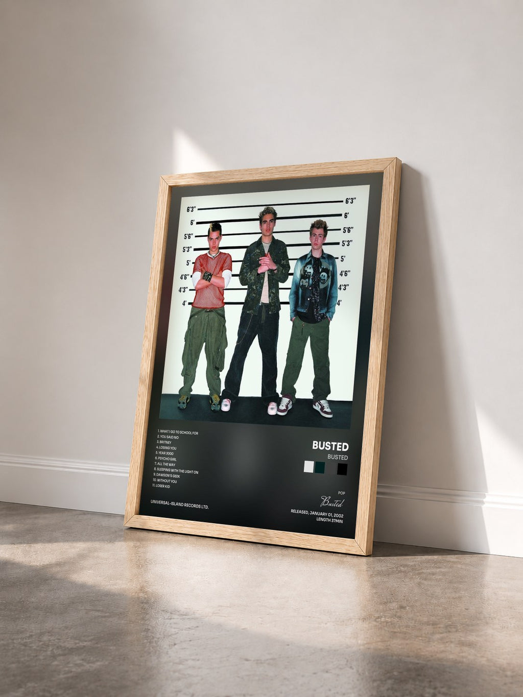 #bois Tableau de l'album Busted de Busted vu de trois quarts, cadre en bois brut