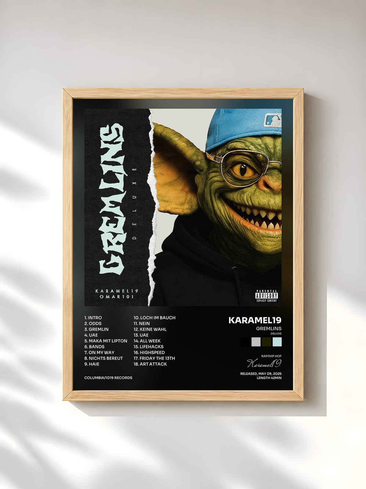 #bois Tableau de l'album Gremlins (Deluxe) de Karamel19, cadre en bois brut, imprimé et encadré en France