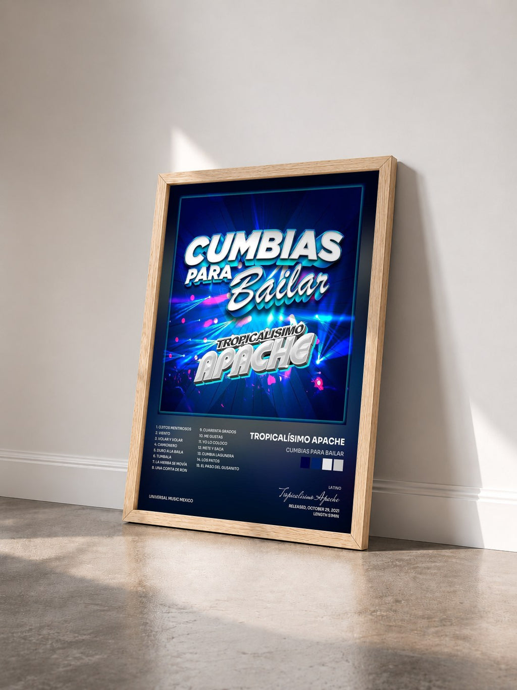 #bois Tableau de l'album Cumbias Para Bailar de Tropicalísimo Apache vu de trois quarts, cadre en bois brut