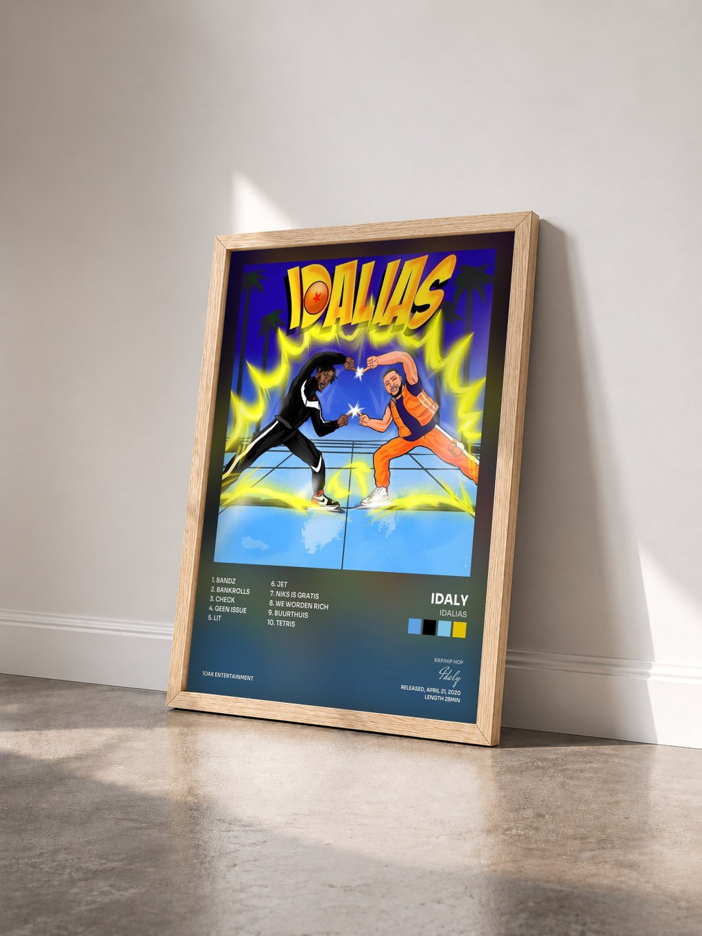 #bois Tableau de l'album IDALIAS de Idaly vu de trois quarts, cadre en bois brut