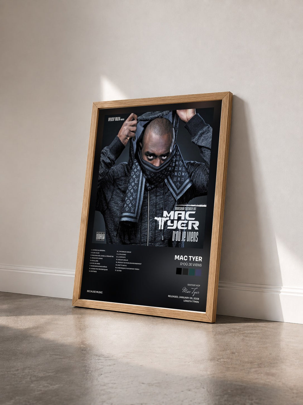 #bois Tableau de l'album D'où je viens de Mac Tyer vu de trois quarts, cadre en bois brut