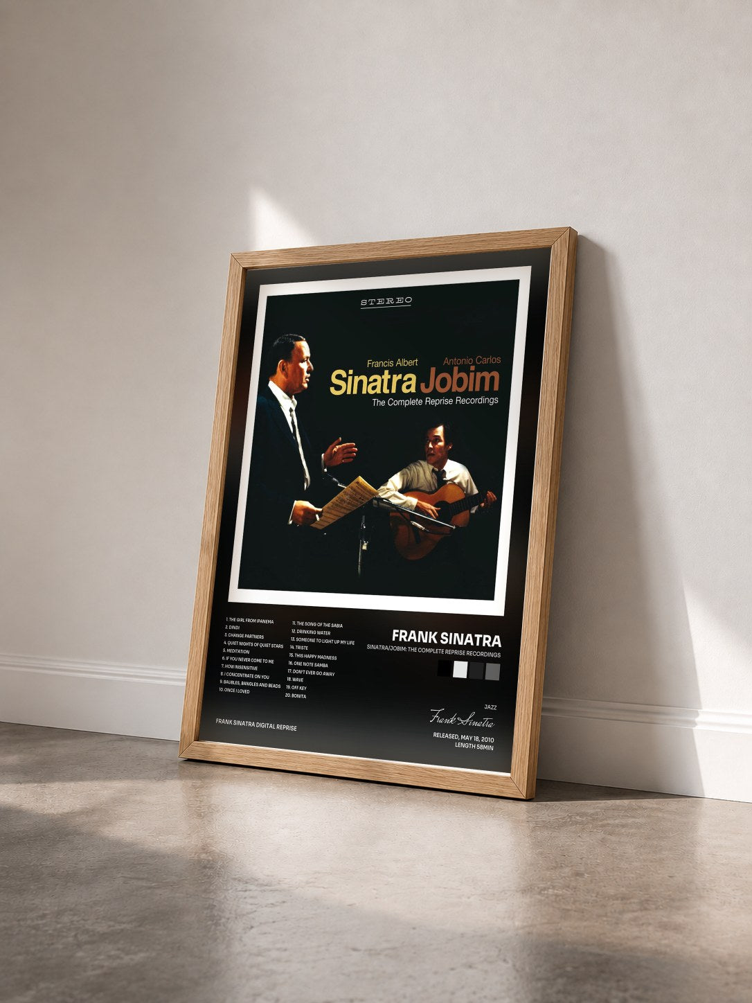 #bois Tableau de l'album Sinatra/Jobim: The Complete Reprise Recordings de Frank Sinatra vu de trois quarts, cadre en bois brut