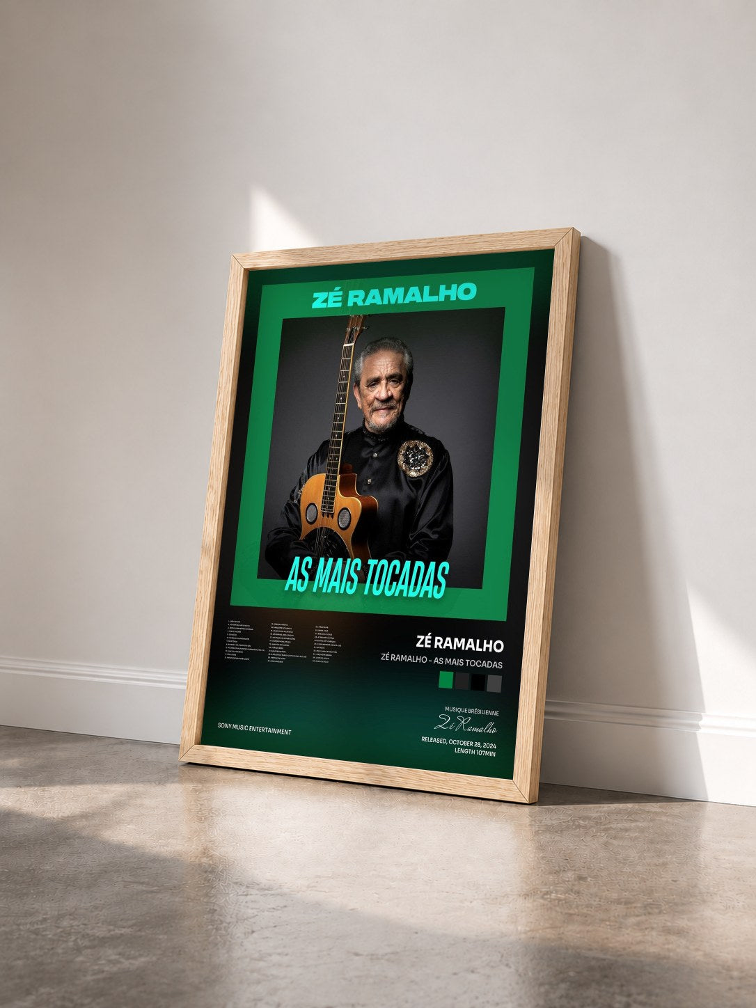 #bois Tableau de l'album Zé Ramalho - As Mais Tocadas de Zé Ramalho vu de trois quarts, cadre en bois brut