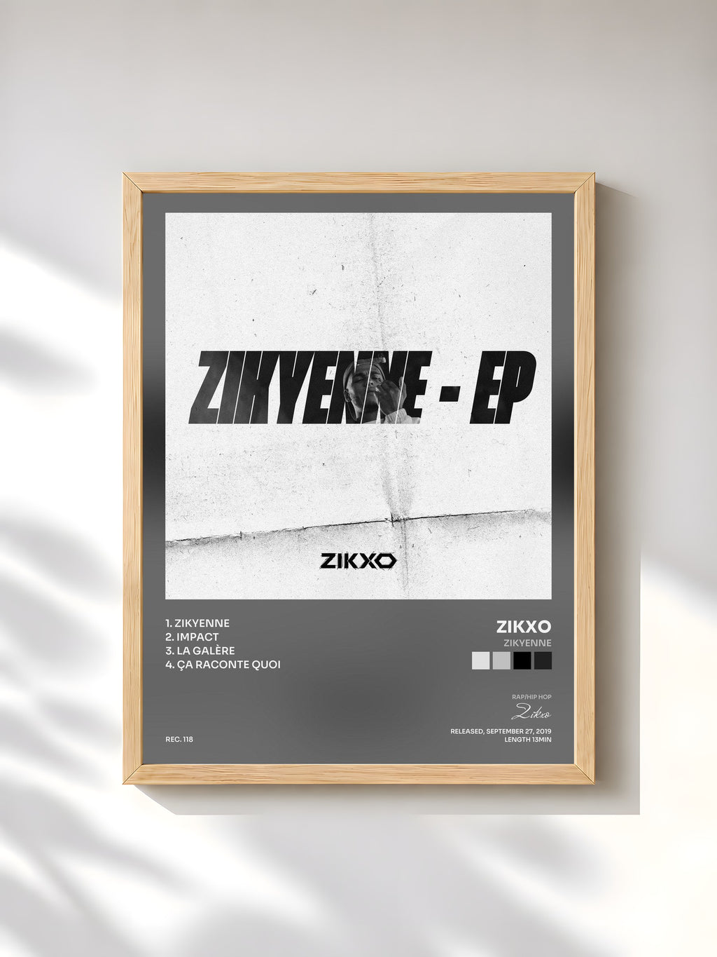 #bois Tableau de l'album Zikyenne de Zikxo, cadre en bois brut, imprimé et encadré en France