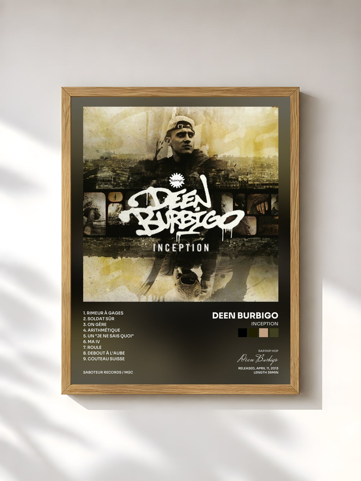 #bois Tableau de l'album Inception de Deen Burbigo, cadre en bois brut, imprimé et encadré en France