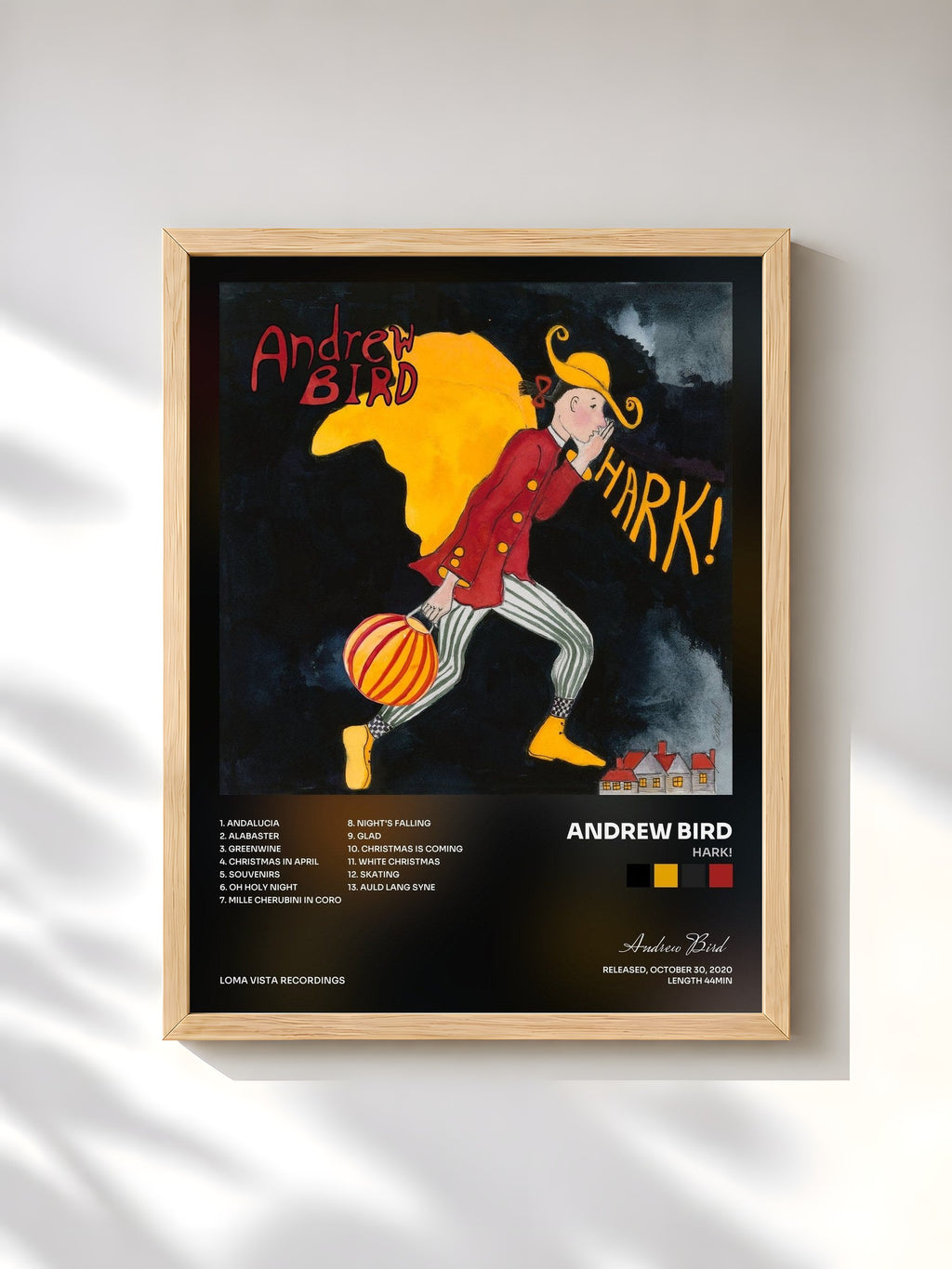 #bois Tableau de l'album HARK! de Andrew Bird, cadre en bois brut, imprimé et encadré en France