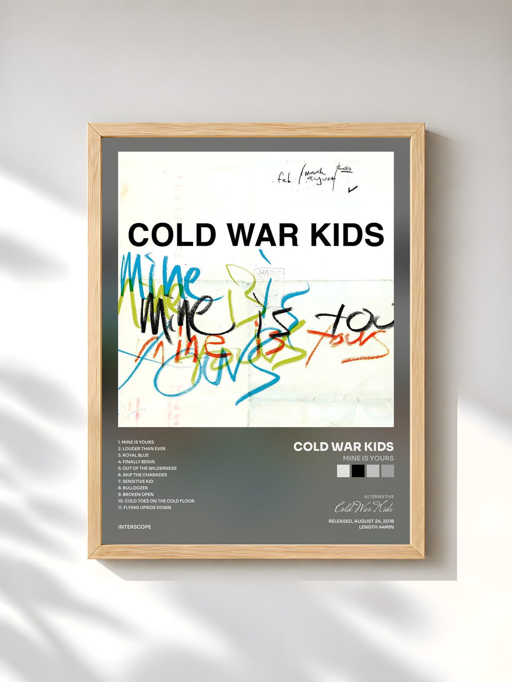 #bois Tableau de l'album Mine Is Yours de Cold War Kids, cadre en bois brut, imprimé et encadré en France
