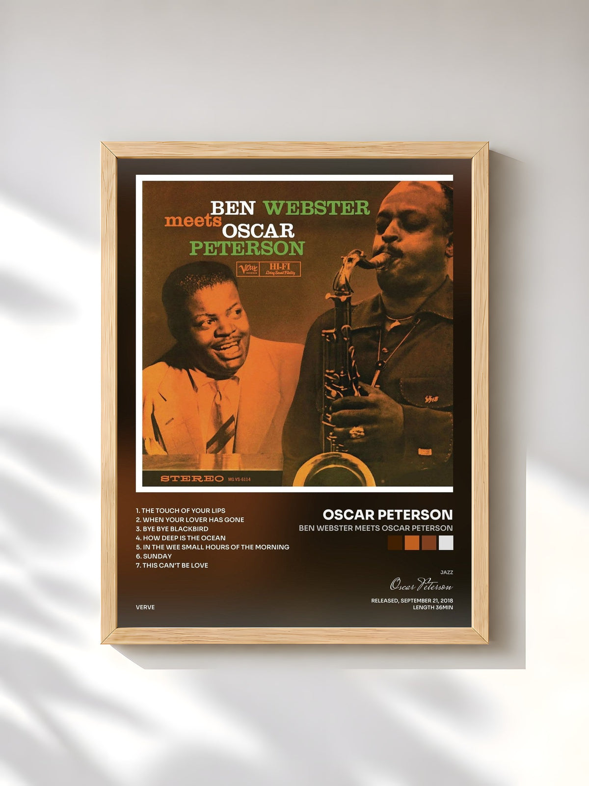 #bois Tableau de l'album Ben Webster Meets Oscar Peterson de Oscar Peterson, cadre en bois brut, imprimé et encadré en France
