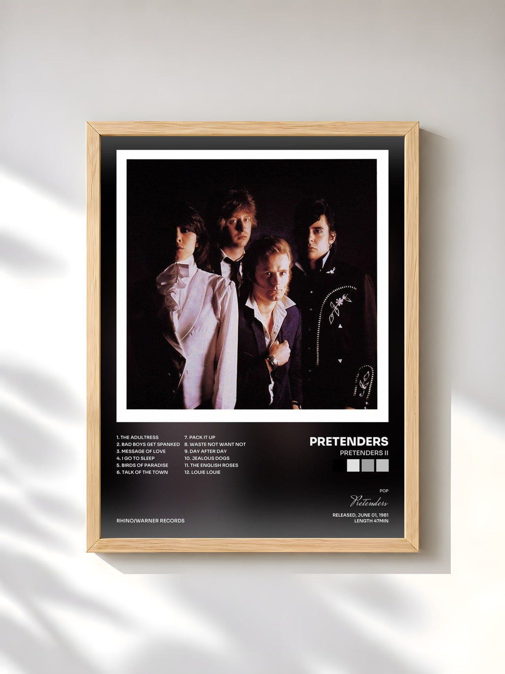 #bois Tableau de l'album Pretenders II de Pretenders, cadre en bois brut, imprimé et encadré en France