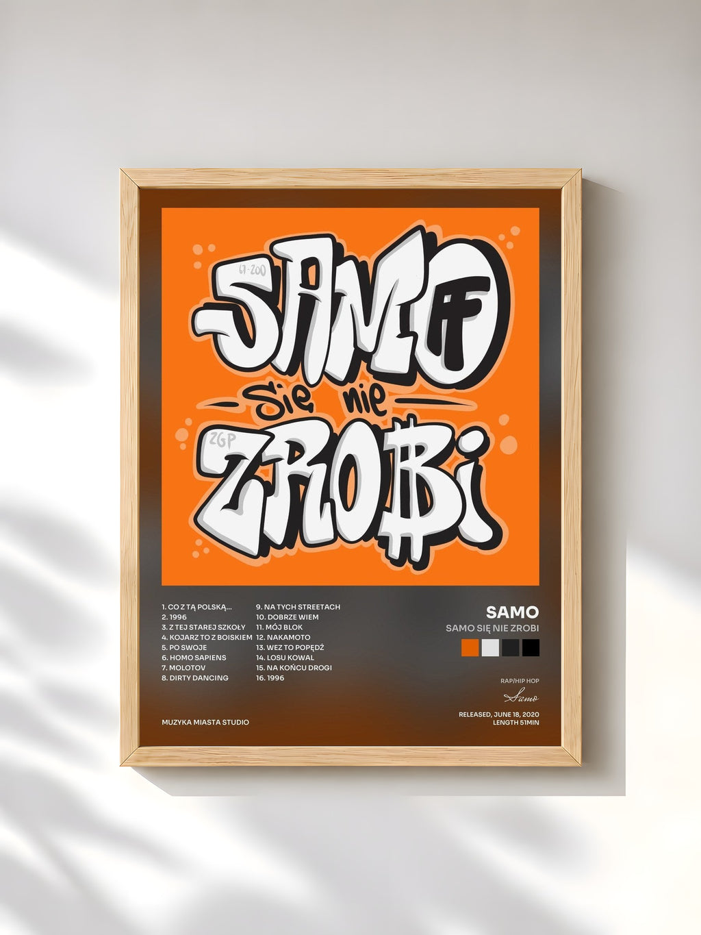 #bois Tableau de l'album SAMO SIĘ NIE ZROBI de Samo, cadre en bois brut, imprimé et encadré en France