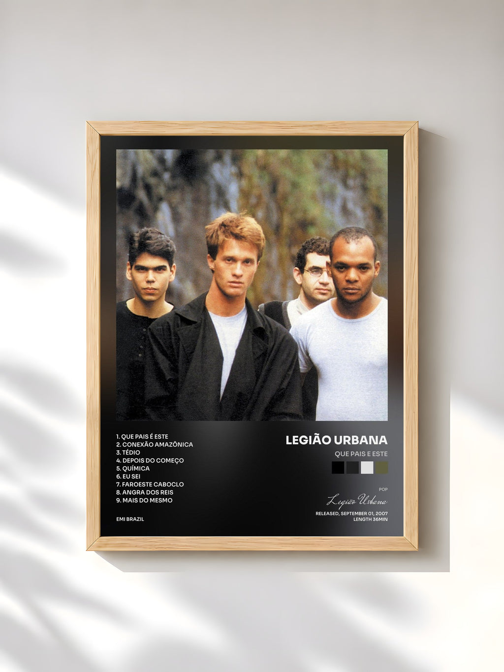 #bois Tableau de l'album Que Pais E Este de Legião Urbana, cadre en bois brut, imprimé et encadré en France