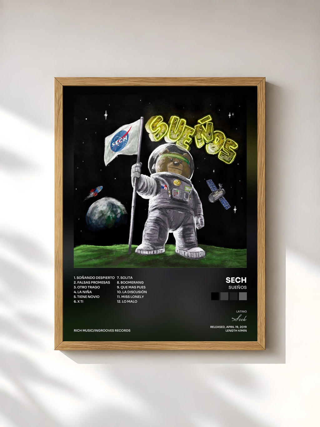 #bois Tableau de l'album Sueños de Sech, cadre en bois brut, imprimé et encadré en France
