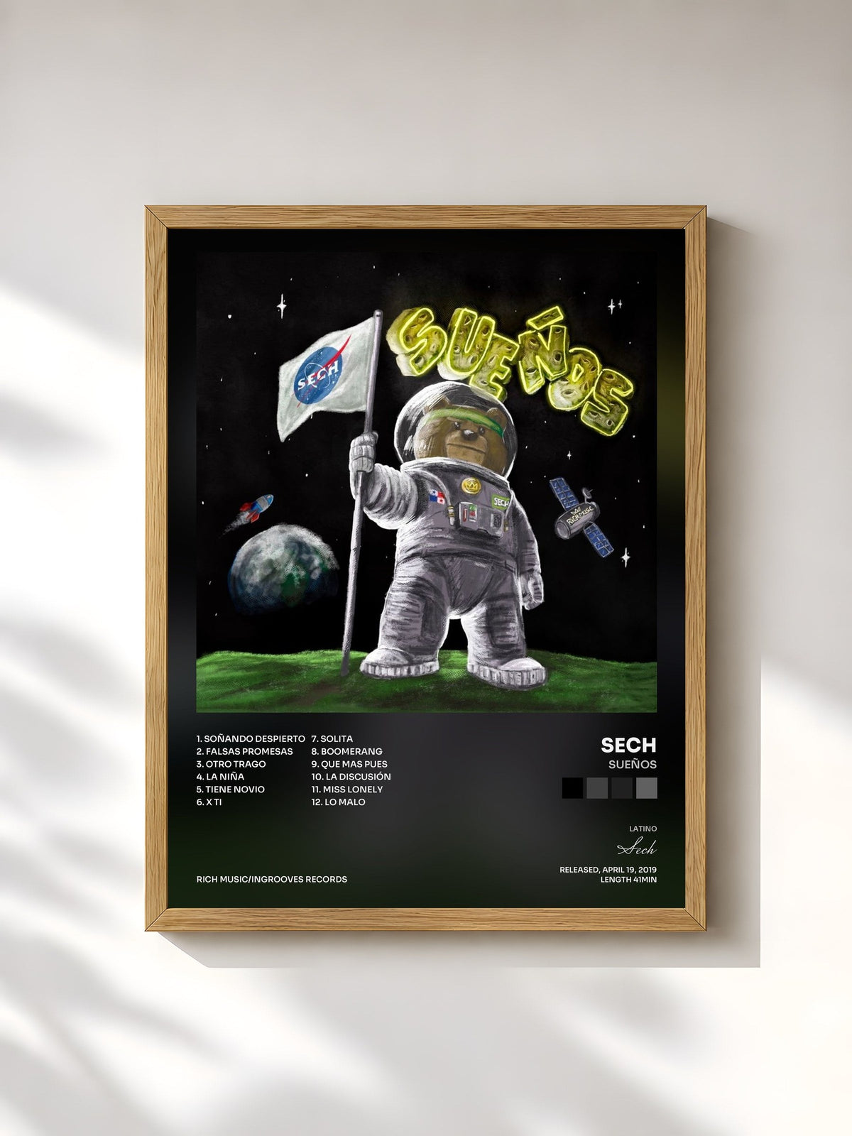 #bois Tableau de l'album Sueños de Sech, cadre en bois brut, imprimé et encadré en France