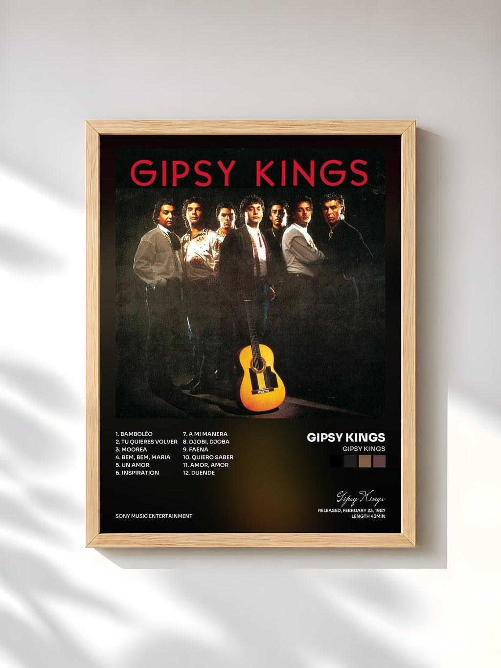 #bois Tableau de l'album Gipsy Kings de Gipsy Kings, cadre en bois brut, imprimé et encadré en France