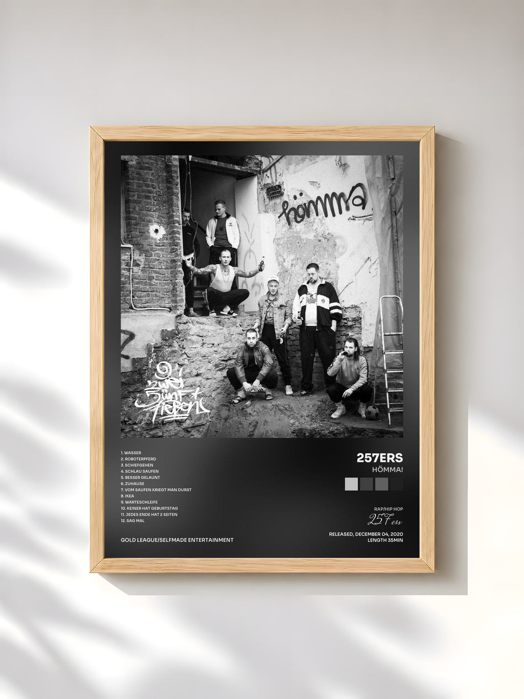 #bois Tableau de l'album HÖMMA! de 257ers, cadre en bois brut, imprimé et encadré en France