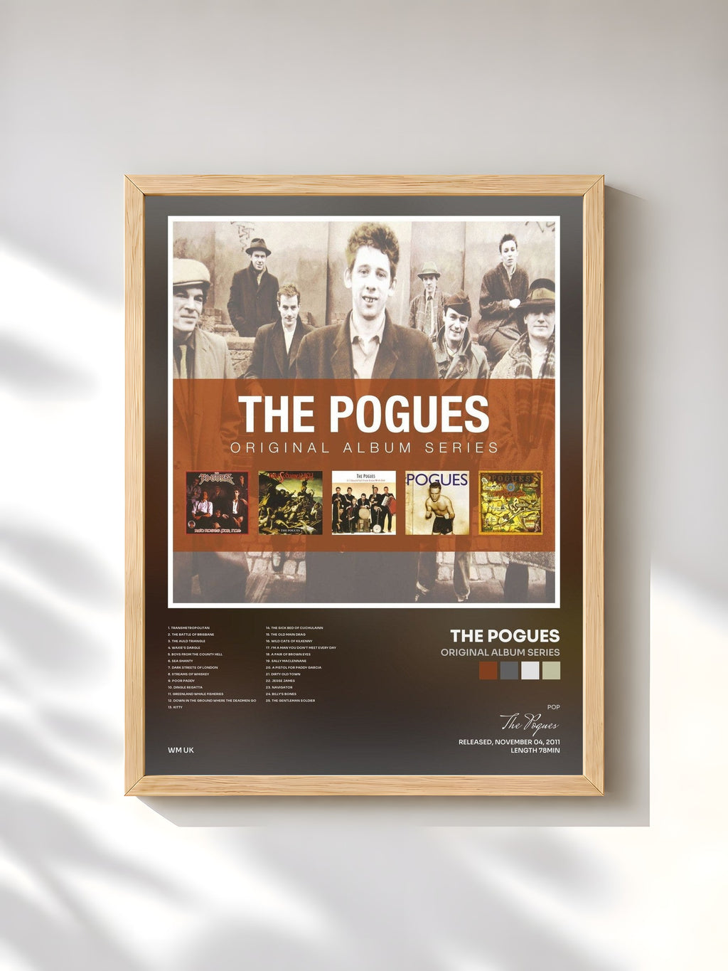 #bois Tableau de l'album Original Album Series de The Pogues, cadre en bois brut, imprimé et encadré en France