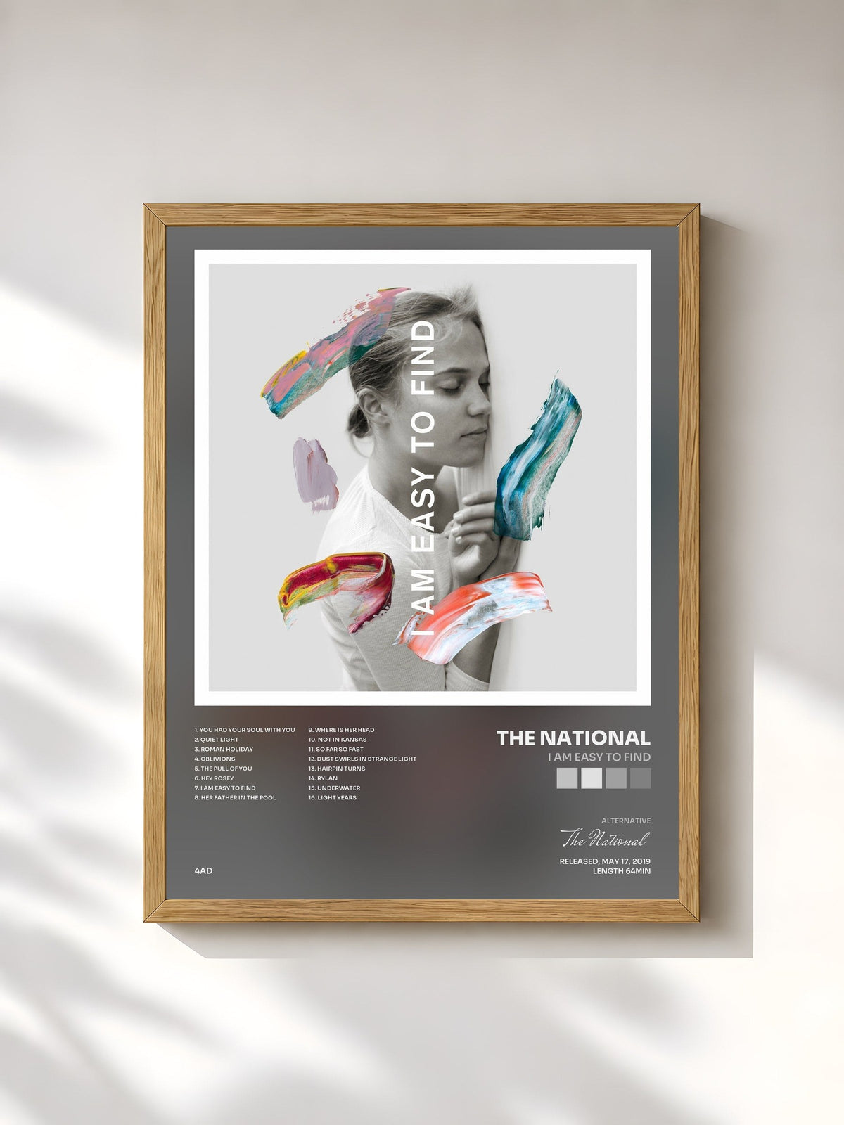#bois Tableau de l'album I Am Easy to Find de The National, cadre en bois brut, imprimé et encadré en France