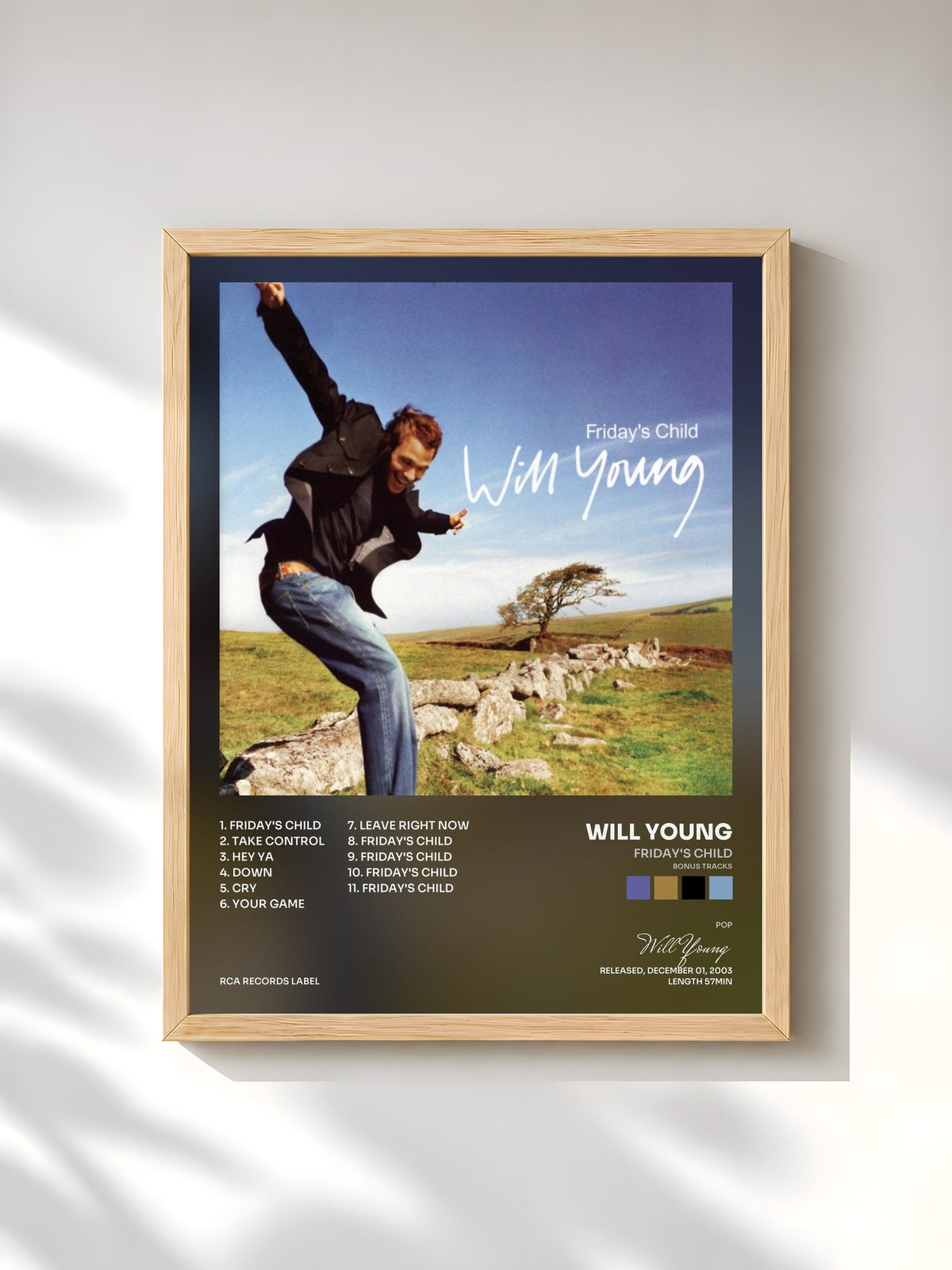 #bois Tableau de l'album Friday's Child (Bonus Tracks) de Will Young, cadre en bois brut, imprimé et encadré en France