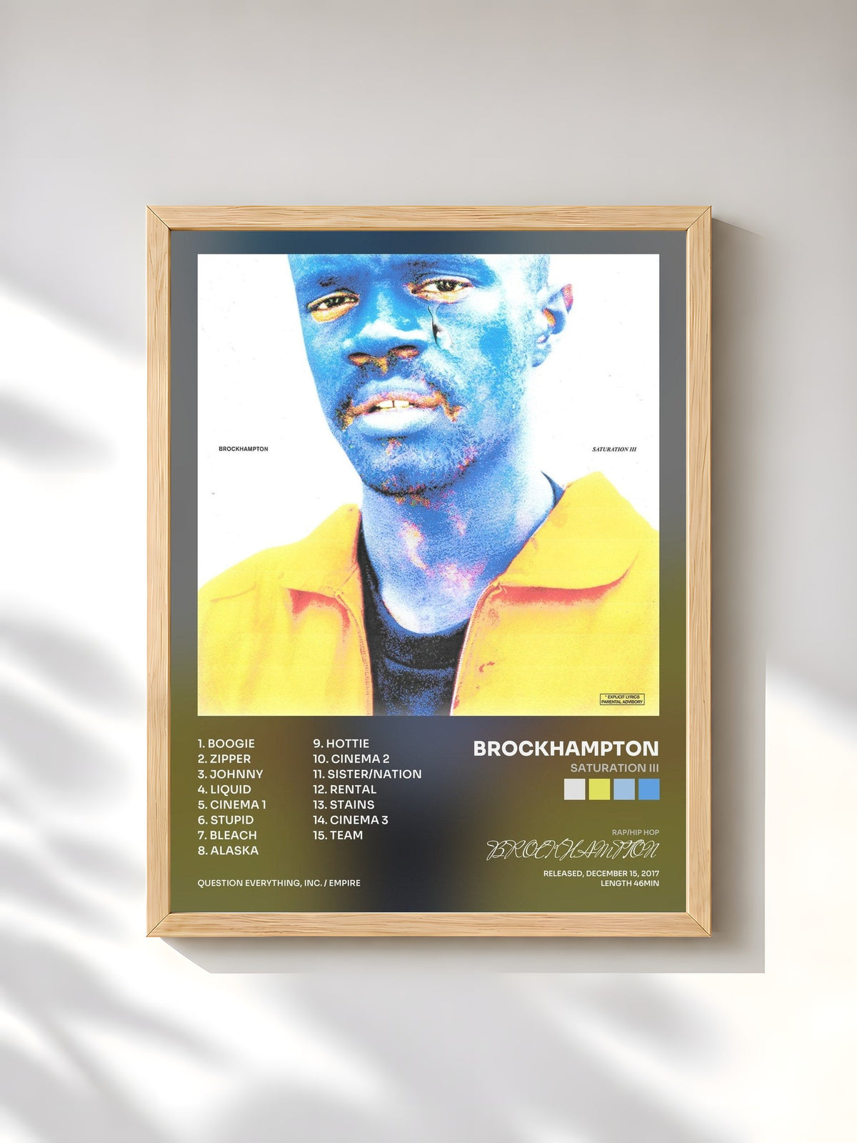 #bois Tableau de l'album SATURATION III de BROCKHAMPTON, cadre en bois brut, imprimé et encadré en France