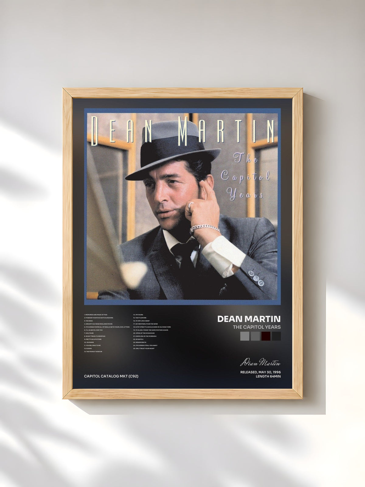 #bois Tableau de l'album The Capitol Years de Dean Martin, cadre en bois brut, imprimé et encadré en France